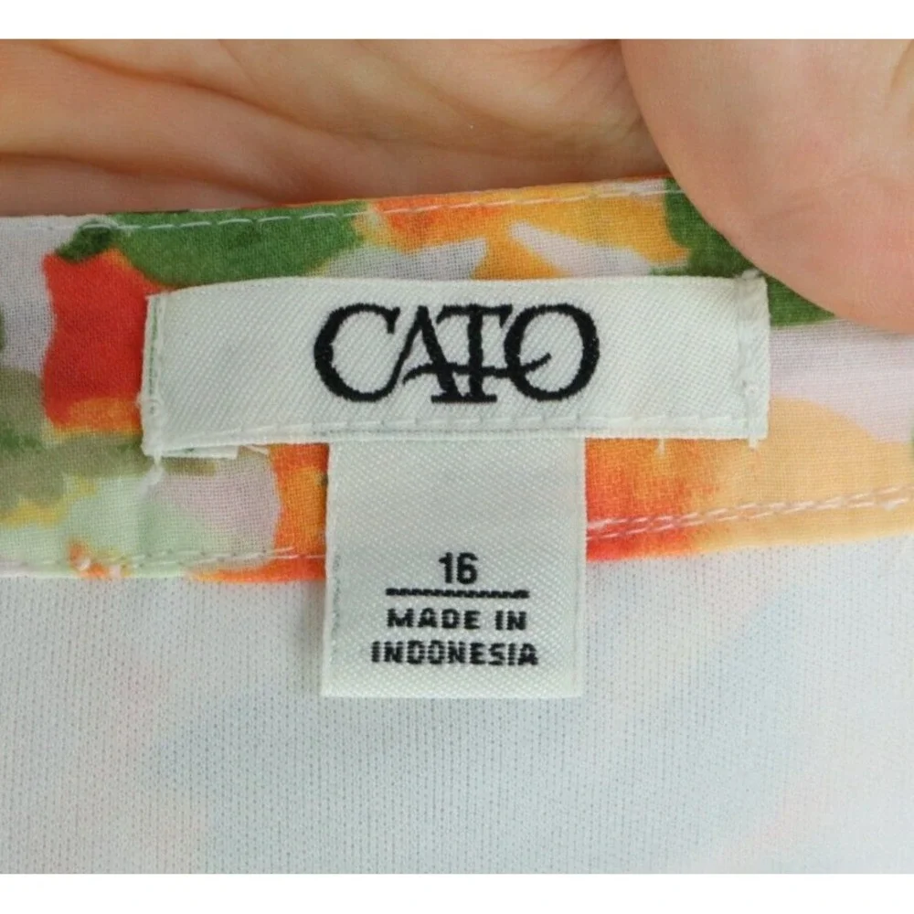 Cato Hi-Low Skirt Lined Womens Size 16 White Orange Green Floral Polyester‎ Zip